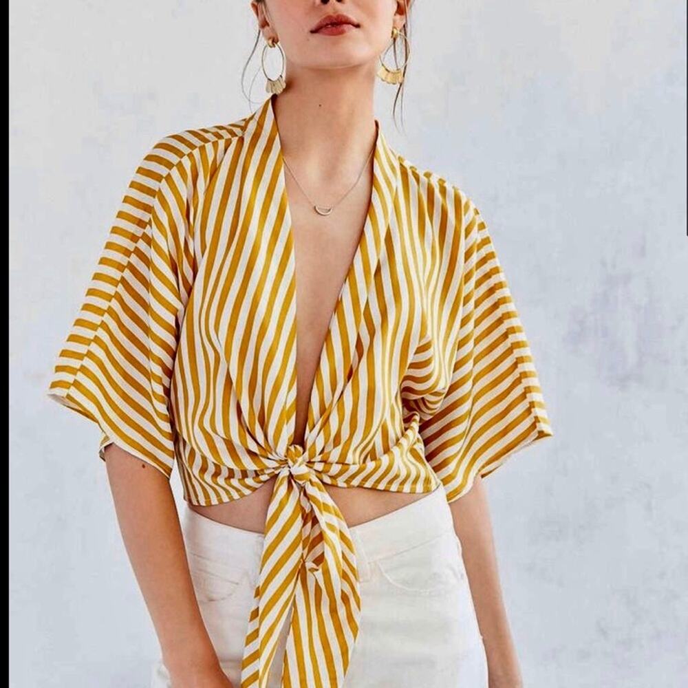 Lucca Couture Striped Tie Front Shirt in Size XS